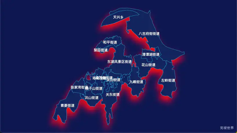 echarts 武汉市洪山区geoJson地图阴影